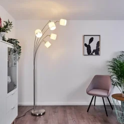 Lampes En Tissu-hofstein Lampadaire Alsen Nickel mat, 5 lumières
