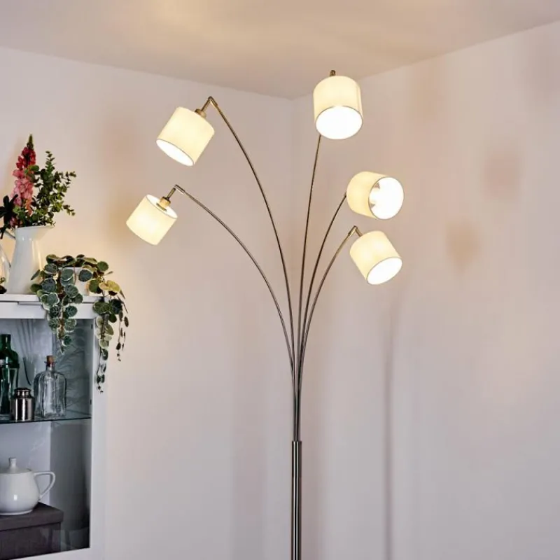 Lampes En Tissu-hofstein Lampadaire Alsen Nickel mat, 5 lumières