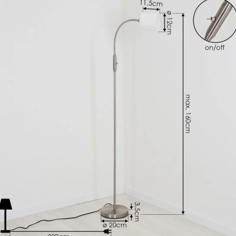 Lampes En Tissu-hofstein Lampadaire Alsen Nickel mat, 1 lumière