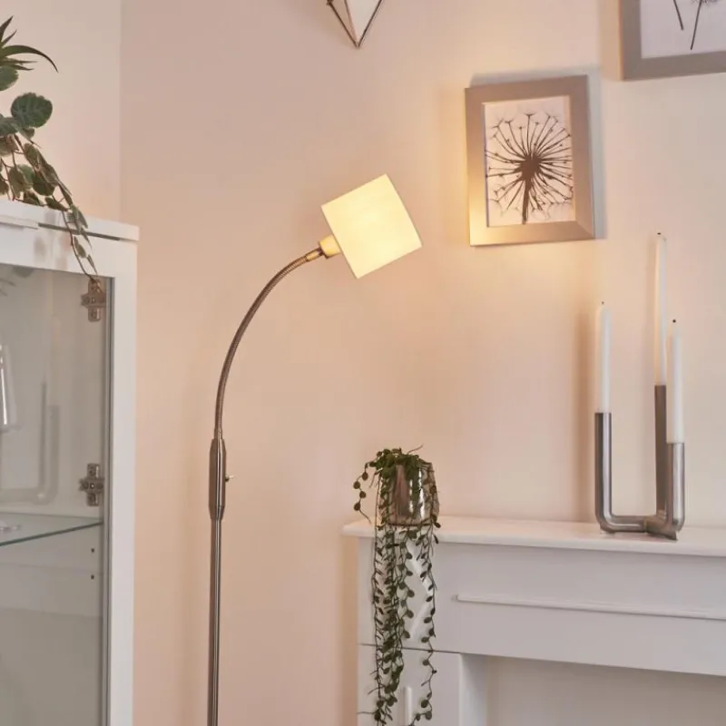 Lampes En Tissu-hofstein Lampadaire Alsen Nickel mat, 1 lumière