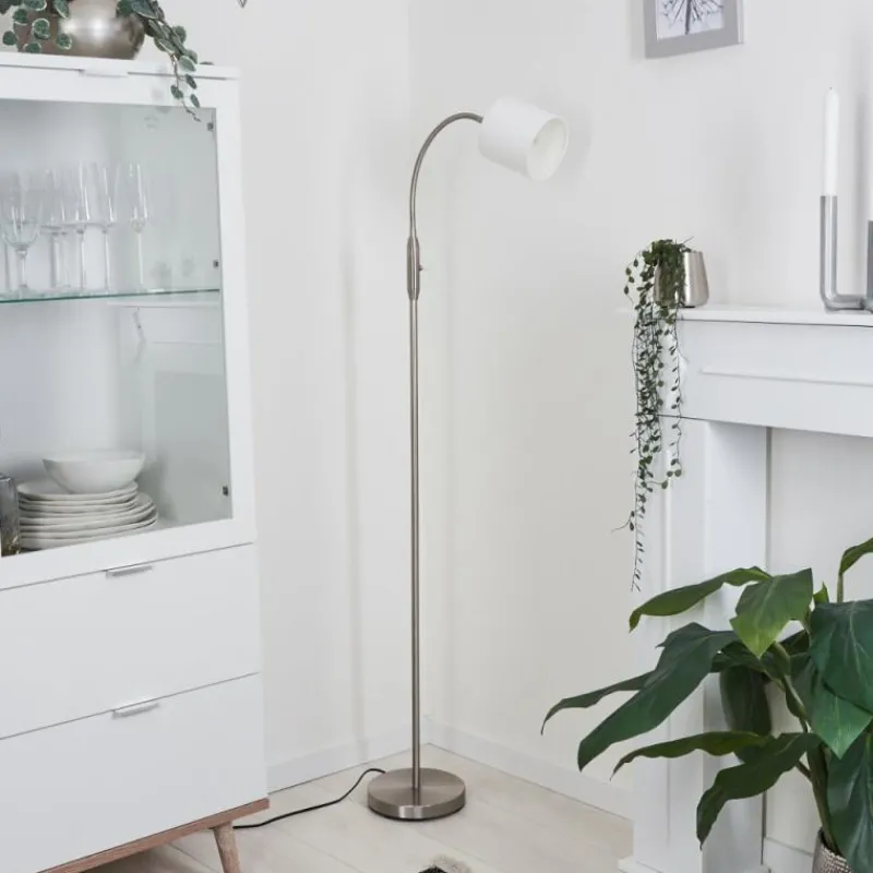 Lampes En Tissu-hofstein Lampadaire Alsen Nickel mat, 1 lumière