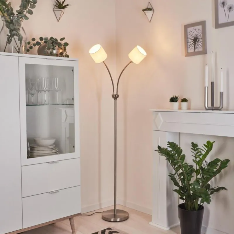 Lampes En Tissu-hofstein Lampadaire Alsen Nickel mat, 2 lumières