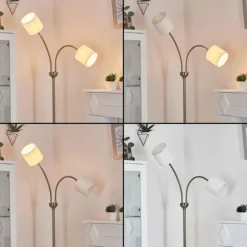 Lampes En Tissu-hofstein Lampadaire Alsen Nickel mat, 2 lumières