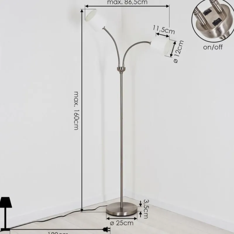 Lampes En Tissu-hofstein Lampadaire Alsen Nickel mat, 2 lumières
