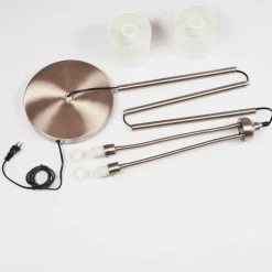 Lampes En Tissu-hofstein Lampadaire Alsen Nickel mat, 2 lumières