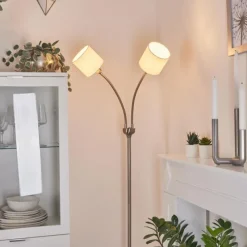 Lampes En Tissu-hofstein Lampadaire Alsen Nickel mat, 2 lumières