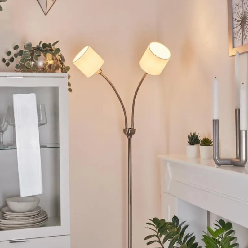 Lampes En Tissu-hofstein Lampadaire Alsen Nickel mat, 2 lumières