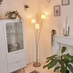 Lampes En Tissu-hofstein Lampadaire Alsen Nickel mat, 3 lumières