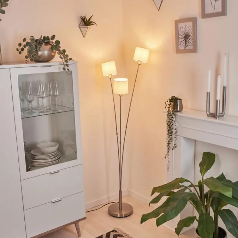 Lampes En Tissu-hofstein Lampadaire Alsen Nickel mat, 3 lumières