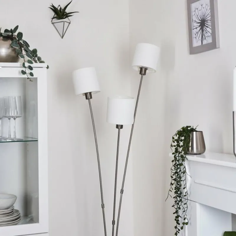 Lampes En Tissu-hofstein Lampadaire Alsen Nickel mat, 3 lumières