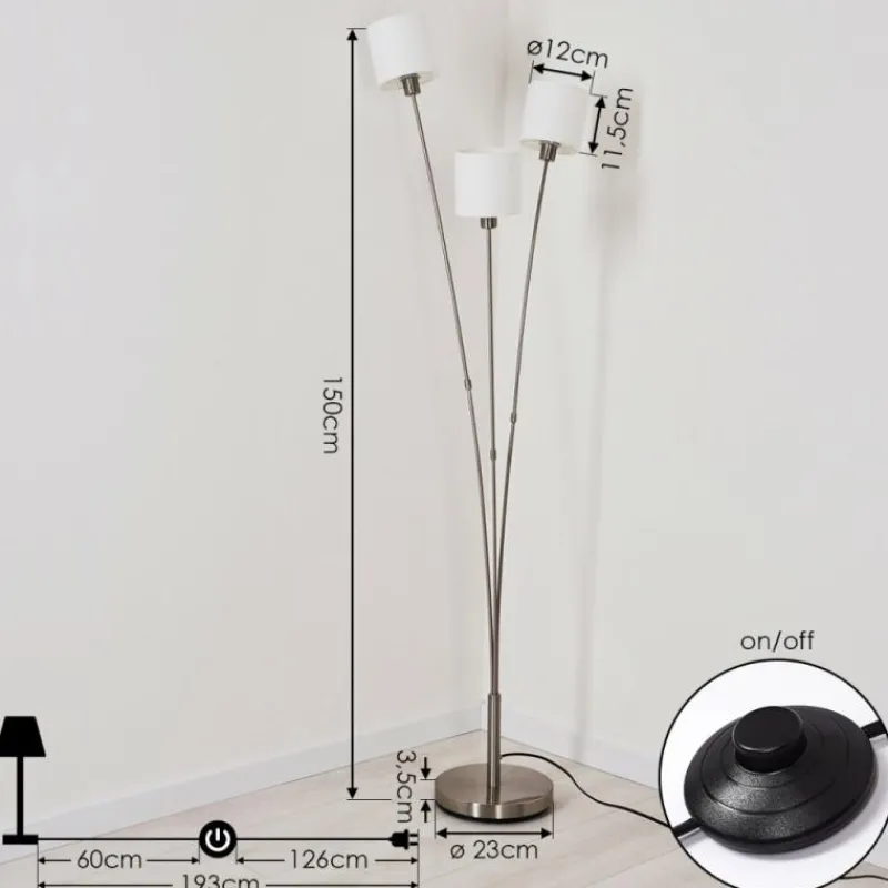 Lampes En Tissu-hofstein Lampadaire Alsen Nickel mat, 3 lumières