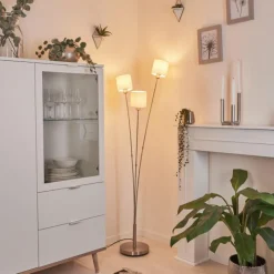 Lampes En Tissu-hofstein Lampadaire Alsen Nickel mat, 3 lumières