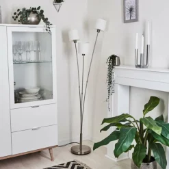 Lampes En Tissu-hofstein Lampadaire Alsen Nickel mat, 3 lumières