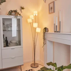 Lampes En Tissu-hofstein Lampadaire Alsen Nickel mat, 5 lumières