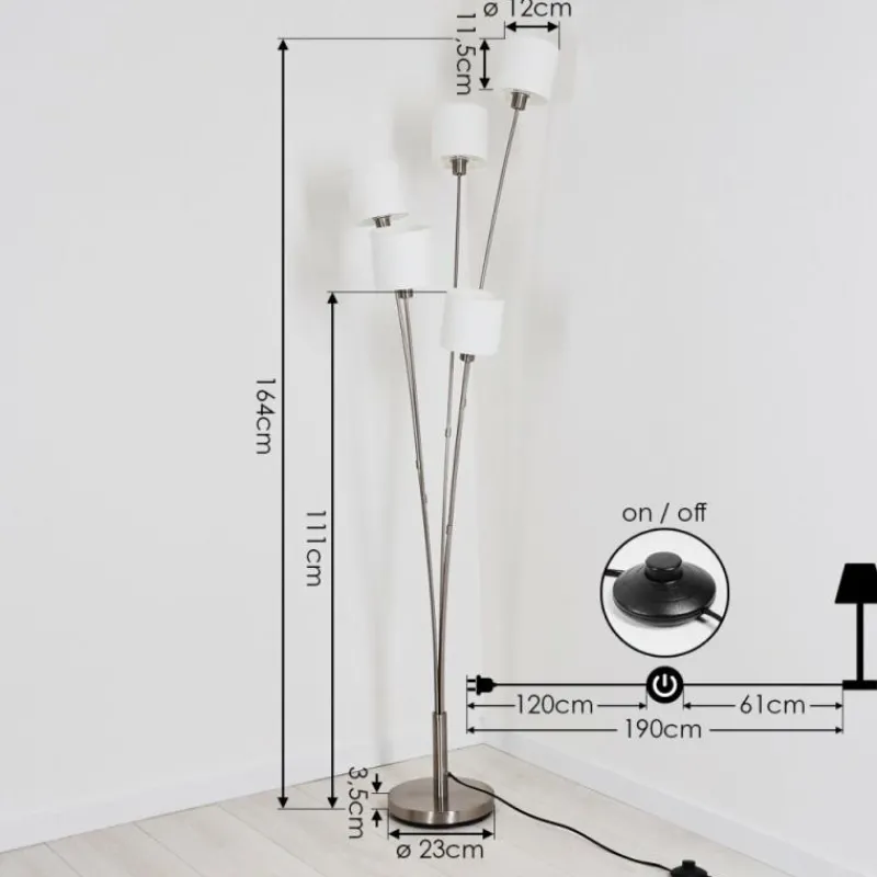 Lampes En Tissu-hofstein Lampadaire Alsen Nickel mat, 5 lumières