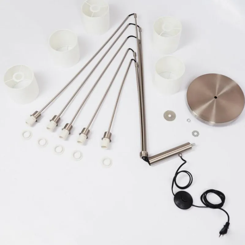 Lampes En Tissu-hofstein Lampadaire Alsen Nickel mat, 5 lumières