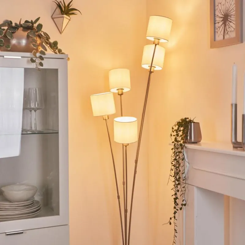 Lampes En Tissu-hofstein Lampadaire Alsen Nickel mat, 5 lumières