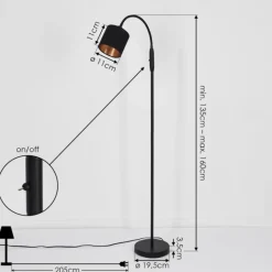 Lampes En Tissu-hofstein Lampadaire Alsen Noir, 1 lumière