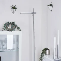 hofstein Lampadaire Anneau LED Argenté, 1 lumière