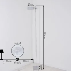 hofstein Lampadaire Anneau LED Argenté, 1 lumière