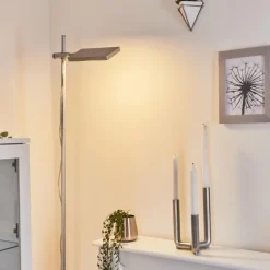 hofstein Lampadaire Anneau LED Argenté, 1 lumière
