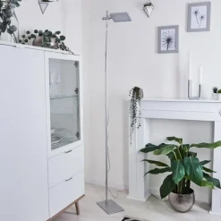 hofstein Lampadaire Anneau LED Argenté, 1 lumière