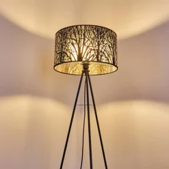 Lampes Vintages & Rétros-hofstein Lampadaire Antalya Noir, 1 lumière