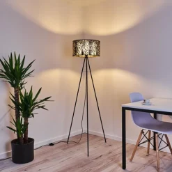 Lampes Vintages & Rétros-hofstein Lampadaire Antalya Noir, 1 lumière