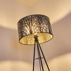 Lampes Vintages & Rétros-hofstein Lampadaire Antalya Noir, 1 lumière