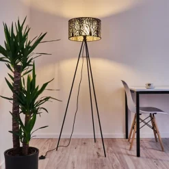 Lampes Vintages & Rétros-hofstein Lampadaire Antalya Noir, 1 lumière