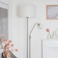 Lampes En Tissu-hofstein Lampadaire Antillo Nickel mat, 2 lumières