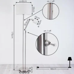 Lampes En Tissu-hofstein Lampadaire Antillo Nickel mat, 2 lumières
