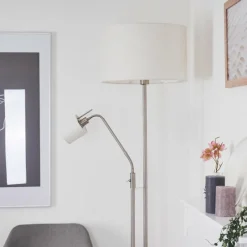 Lampes En Tissu-hofstein Lampadaire Antillo Nickel mat, 2 lumières