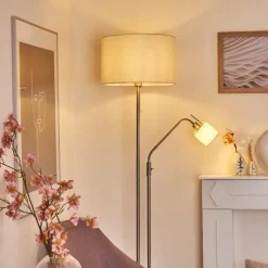 Lampes En Tissu-hofstein Lampadaire Antillo Nickel mat, 2 lumières