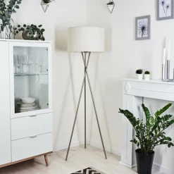 Lampes En Tissu-hofstein Lampadaire Antillo Nickel mat, 1 lumière