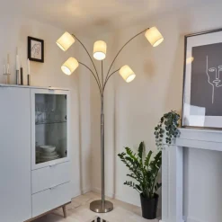 Lampes En Tissu-hofstein Lampadaire Antillo Nickel mat, 5 lumières