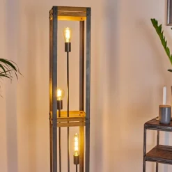 Lampes Vintages & Rétros-hofstein Lampadaire Apia Brun clair, Argenté, 3 lumières