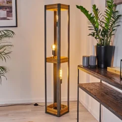 Lampes Vintages & Rétros-hofstein Lampadaire Apia Brun clair, Argenté, 3 lumières