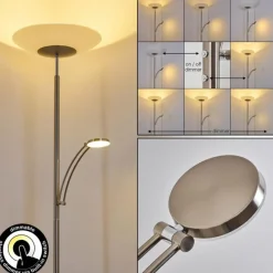 Luminaires Rustiques-hofstein Lampadaire Argostoli LED Nickel mat, 2 lumières