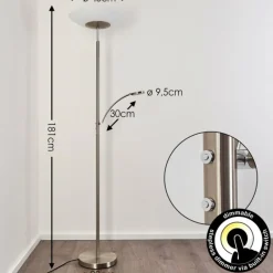 Luminaires Rustiques-hofstein Lampadaire Argostoli LED Nickel mat, 2 lumières