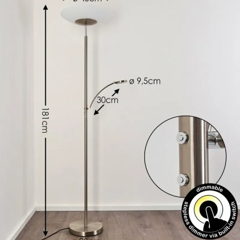 Luminaires Rustiques-hofstein Lampadaire Argostoli LED Nickel mat, 2 lumières