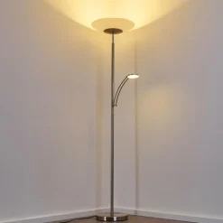 Luminaires Rustiques-hofstein Lampadaire Argostoli LED Nickel mat, 2 lumières