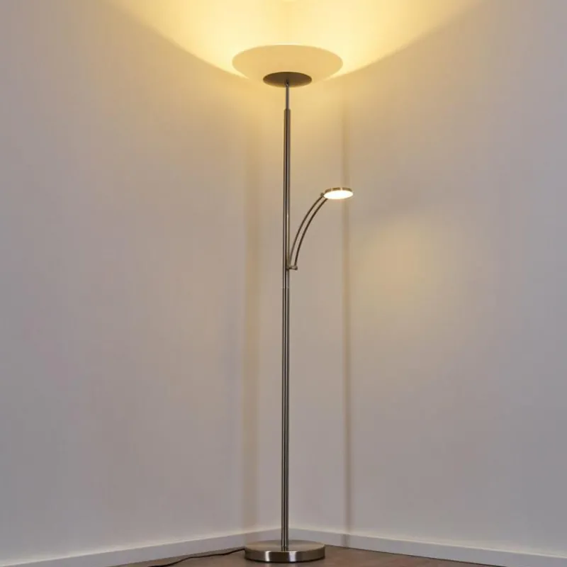 Luminaires Rustiques-hofstein Lampadaire Argostoli LED Nickel mat, 2 lumières