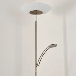 Luminaires Rustiques-hofstein Lampadaire Argostoli LED Nickel mat, 2 lumières