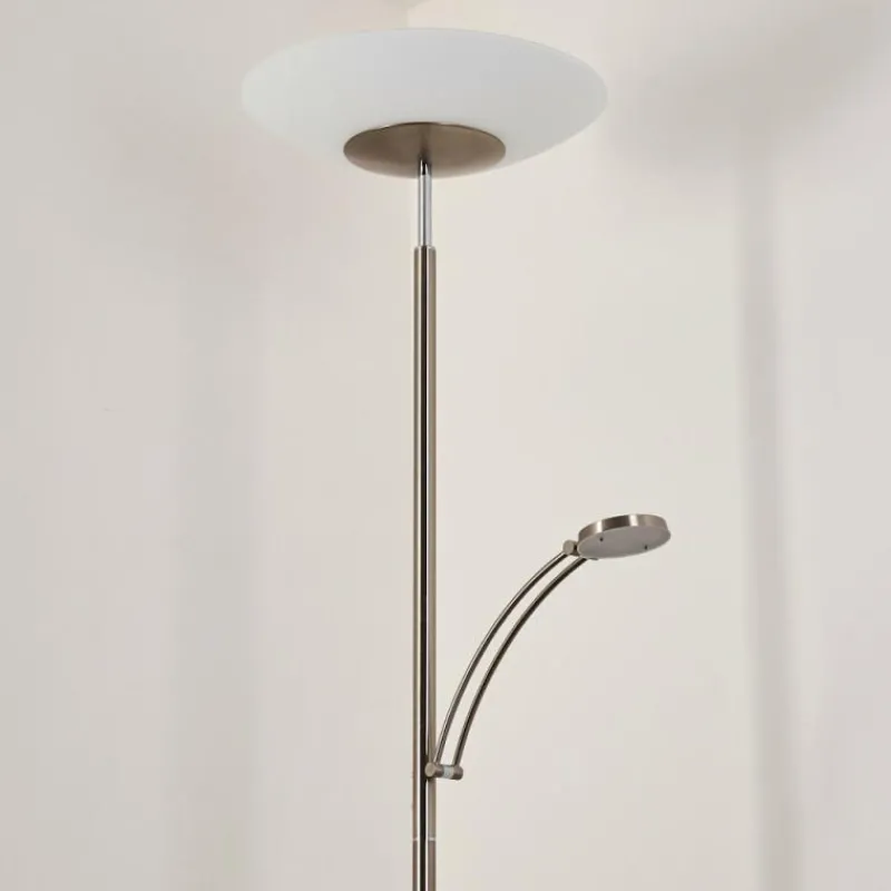 Luminaires Rustiques-hofstein Lampadaire Argostoli LED Nickel mat, 2 lumières