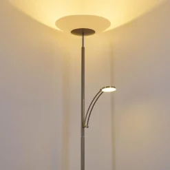 Luminaires Rustiques-hofstein Lampadaire Argostoli LED Nickel mat, 2 lumières