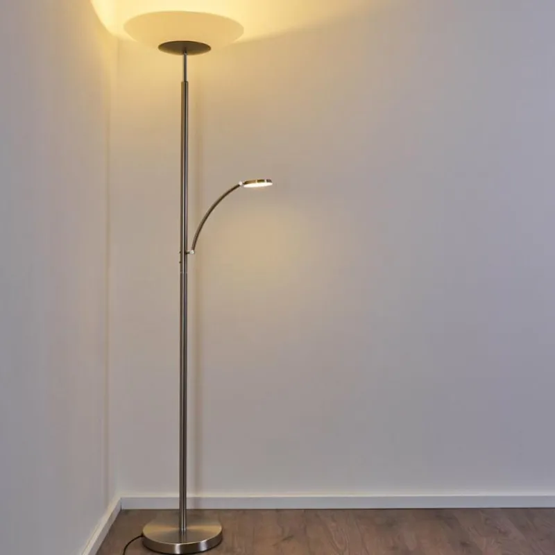 Luminaires Rustiques-hofstein Lampadaire Argostoli LED Nickel mat, 2 lumières