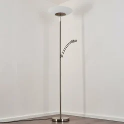 Luminaires Rustiques-hofstein Lampadaire Argostoli LED Nickel mat, 2 lumières