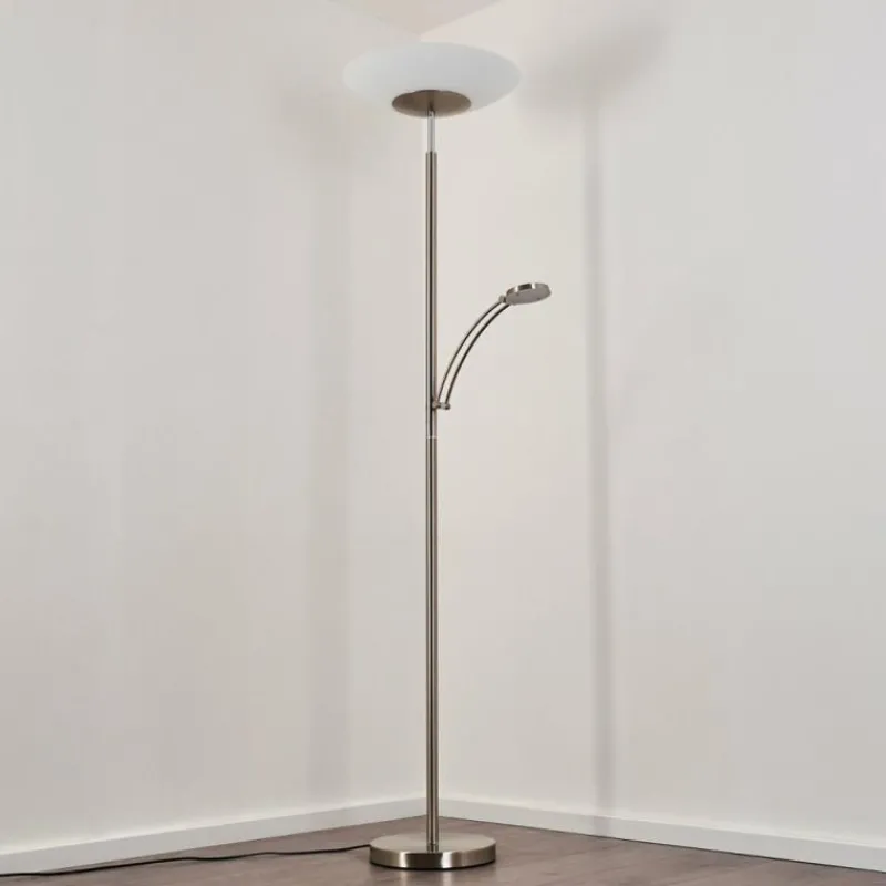 Luminaires Rustiques-hofstein Lampadaire Argostoli LED Nickel mat, 2 lumières