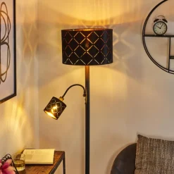 Lampes En Tissu-hofstein Lampadaire Arnoya Noir, 2 lumières
